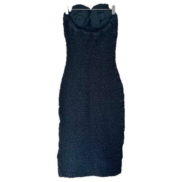 Mara Hoffman Mona Black Bodycon Organic Cotton Rosette Popcorn Dress Size M - Picture 9 of 12